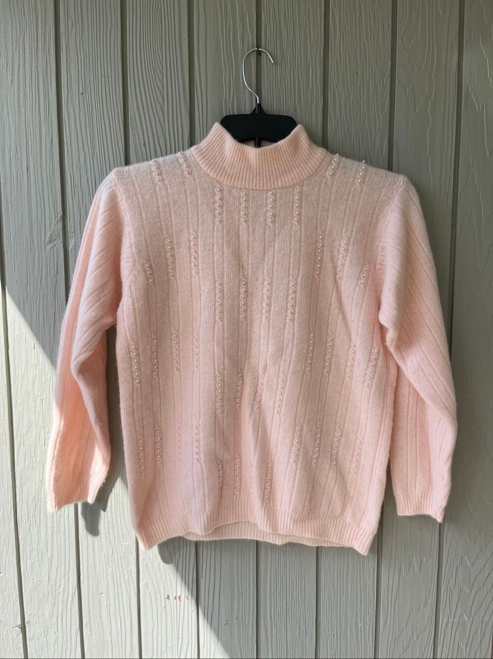 VTG Angora Lambswool Pearl Mockneck Sweater Feminine Coquette Softgirl